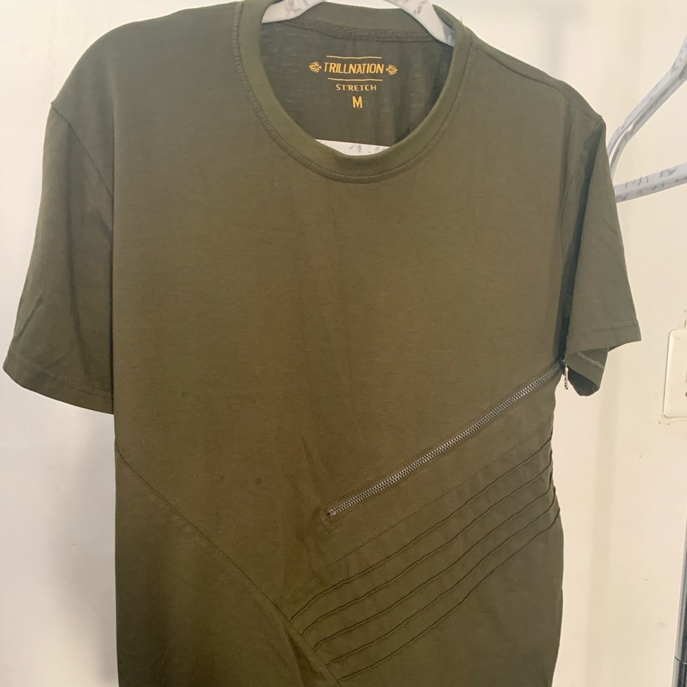 Trillnation olive green zipper shirt